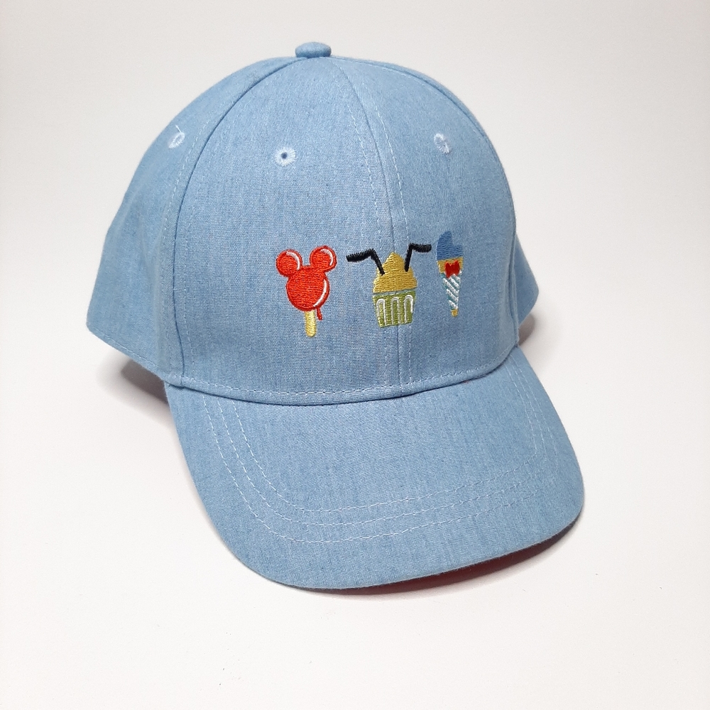 Disney Parks Mickey Mouse Snack Hat Chambray Denim Embroidered Size M/L (7-10)